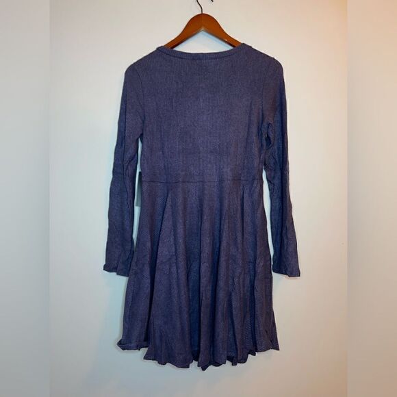 Lulus Fit and Fair Denim Blue Ribbed Knit Long Sleeve Skater Dress XL - Picture 9 of 14